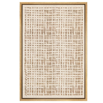 Framed Canvas Print Wall Art Mid-Century Tan Line Landscape Abstract Shapes Modern Art Relax/Calm Zen Retro - 16"x24"