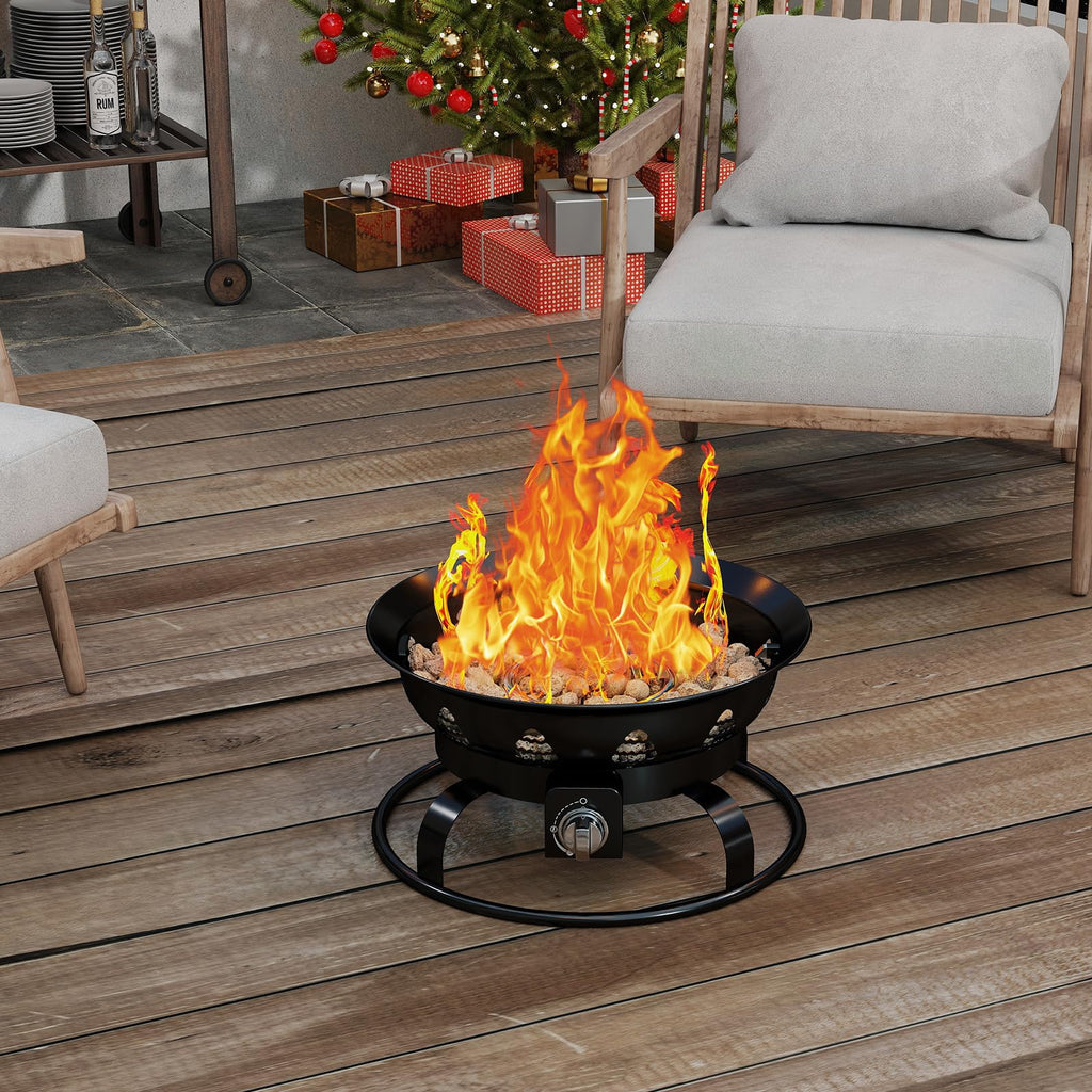 Portable Propane Fire Pit, 21 Inch Smokeless Fire Bowl with Cover