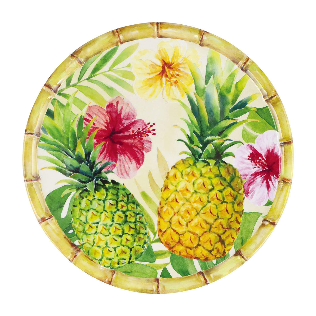 12 Piece Pineapple Melamine Dinnerware Sets, Outdoor Dishes Set, Plates and Bowls Sets, Service for 4, Multicolor