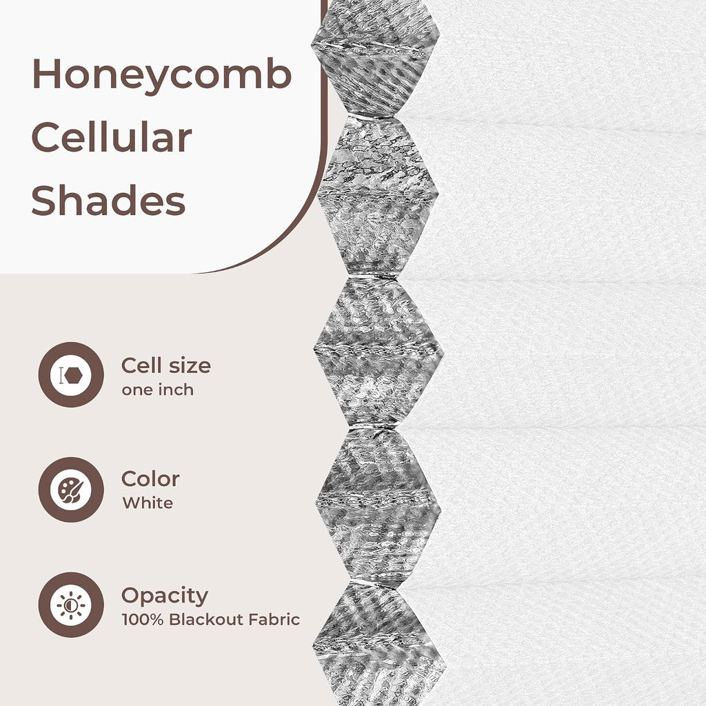 No Drill Blinds for Windows Blackout Cordless Cellular Shades Honeycomb Blinds Pull Down, Free Stop Easy Install