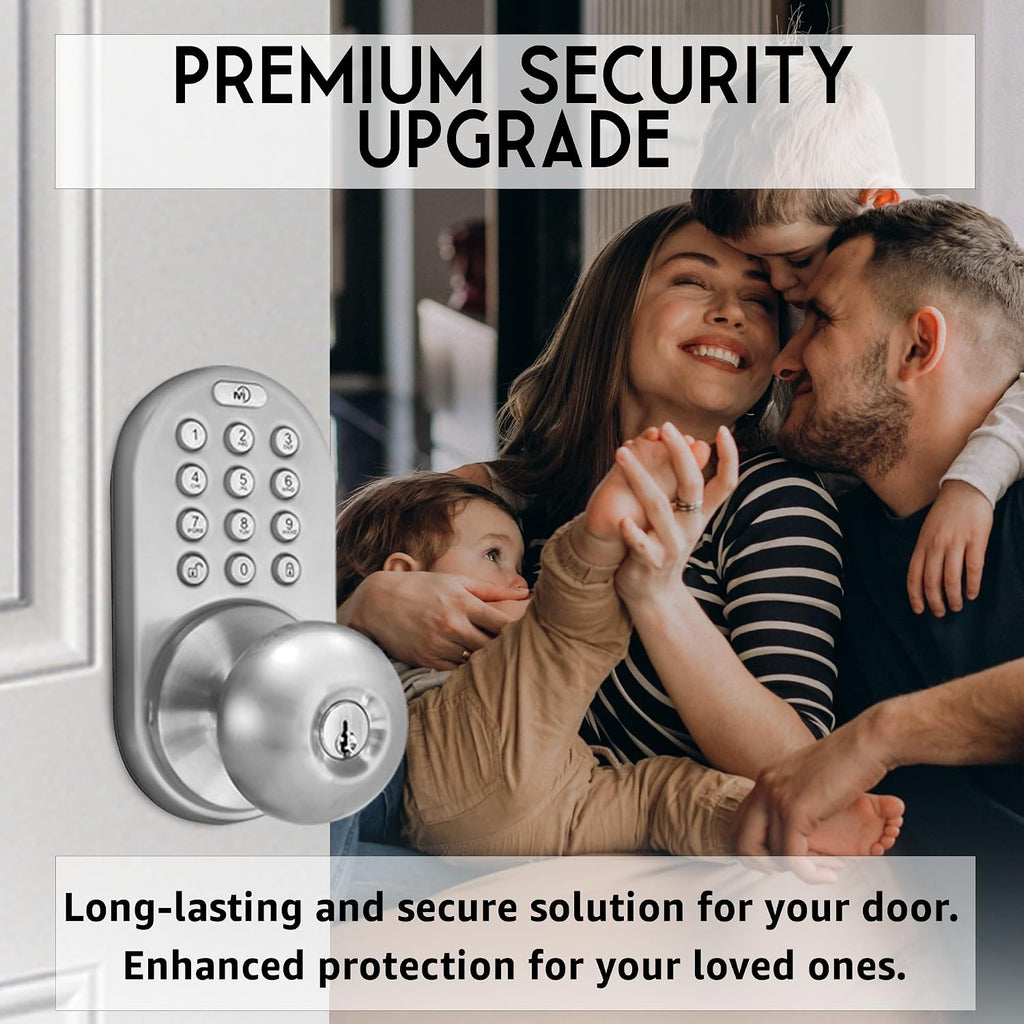 Digital Door Knob with Keypad - Keyless Entry Knob Lock with Code - Interior Door Keypad Lock s & Storage
