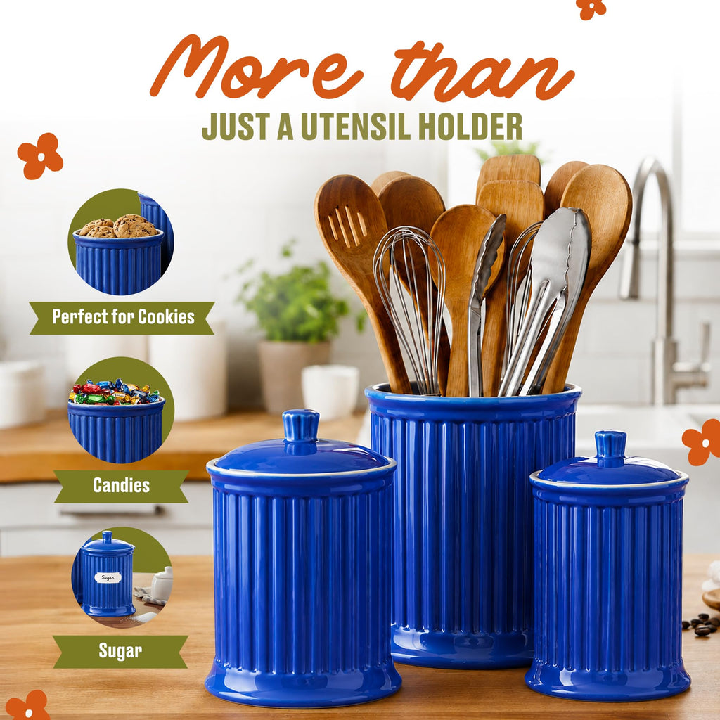 Simsbury Canisters 88 Oz - Simply Blue, Set of 3