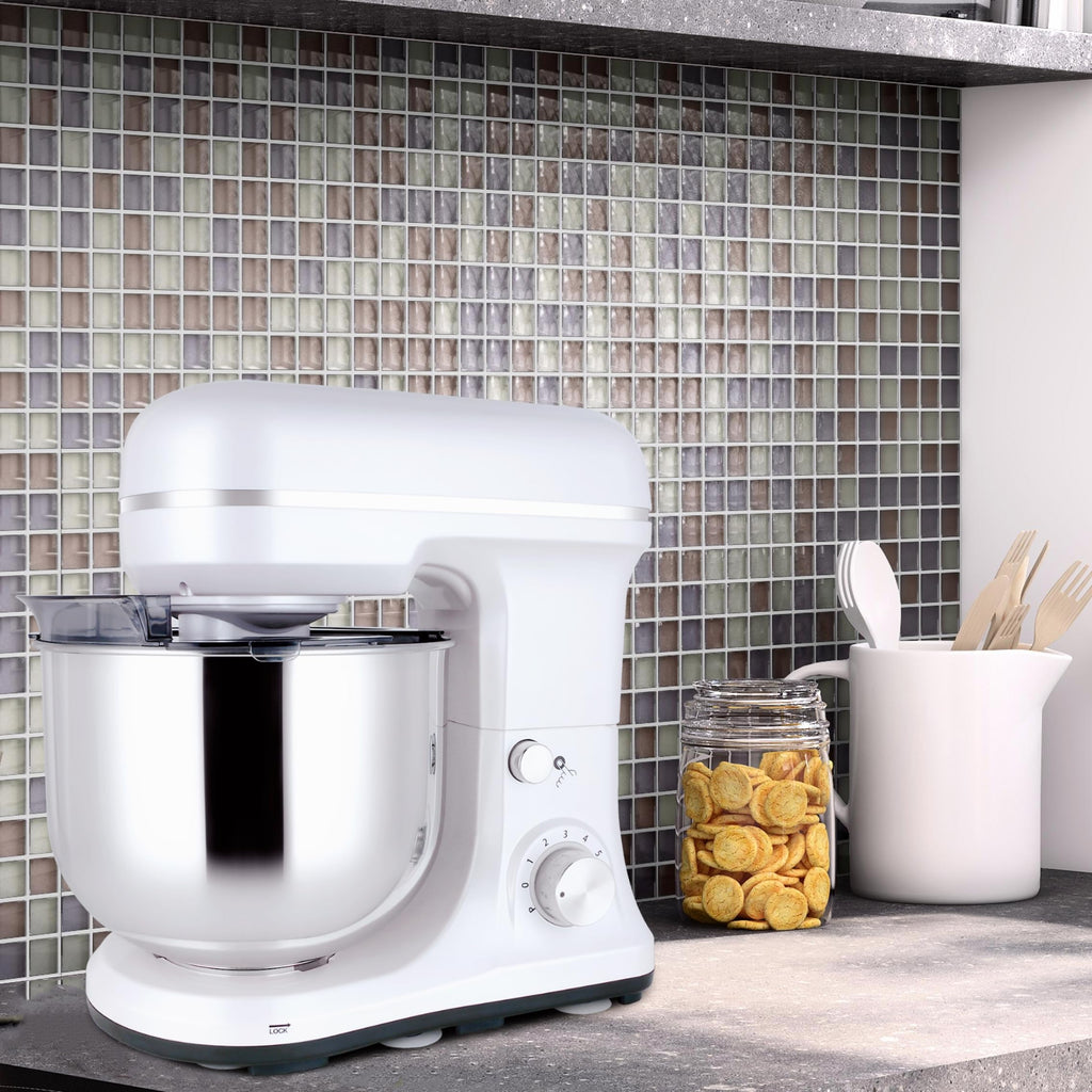Stand Mixer 5-QT, 6+P Speed Tilt-Head Food Mixer 300W Dough Mixer with Stainless Steel Bowl,Dough Hook,Flat