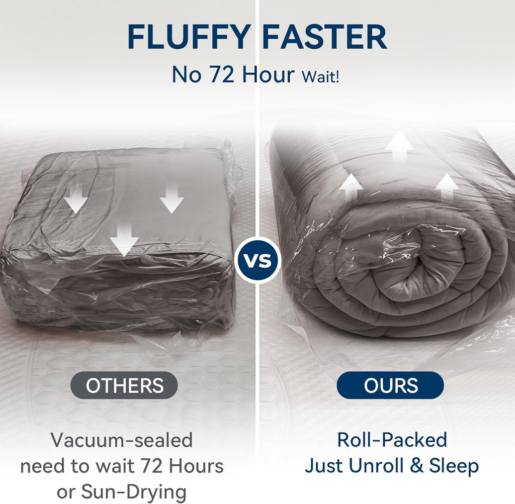 Dual Layer 5 Inch Memory Foam Mattress Topper Queen Size, 2 Inch Gel Memory Foam Plus 3 Inch 1450 GSM Down
