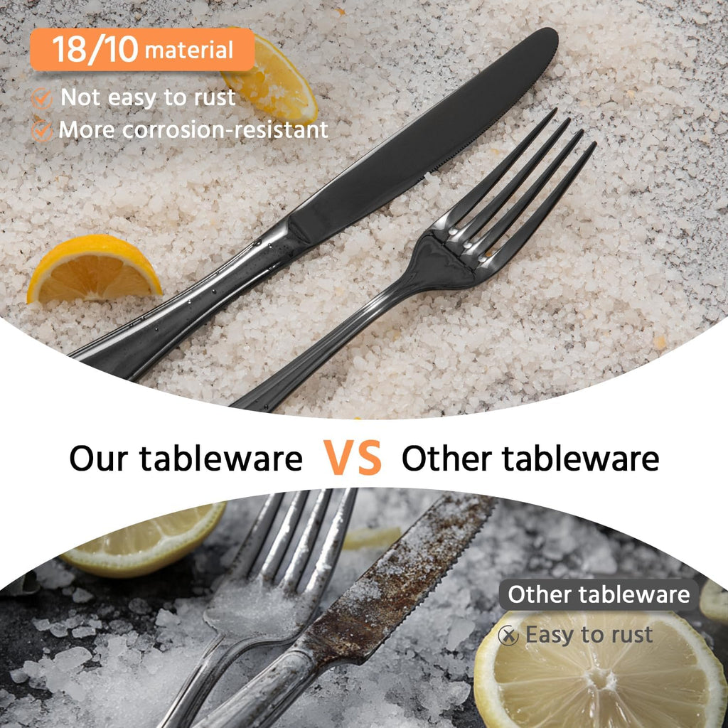 40-Piece Teardrop Silverware Set for 8, 18/10 Stainless Steel Flatware Set