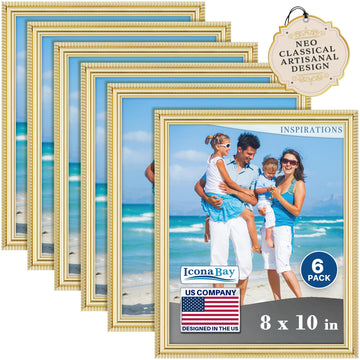 8x10 Picture Frames, Gold, 6 Pack, Contemporary, Inspirations