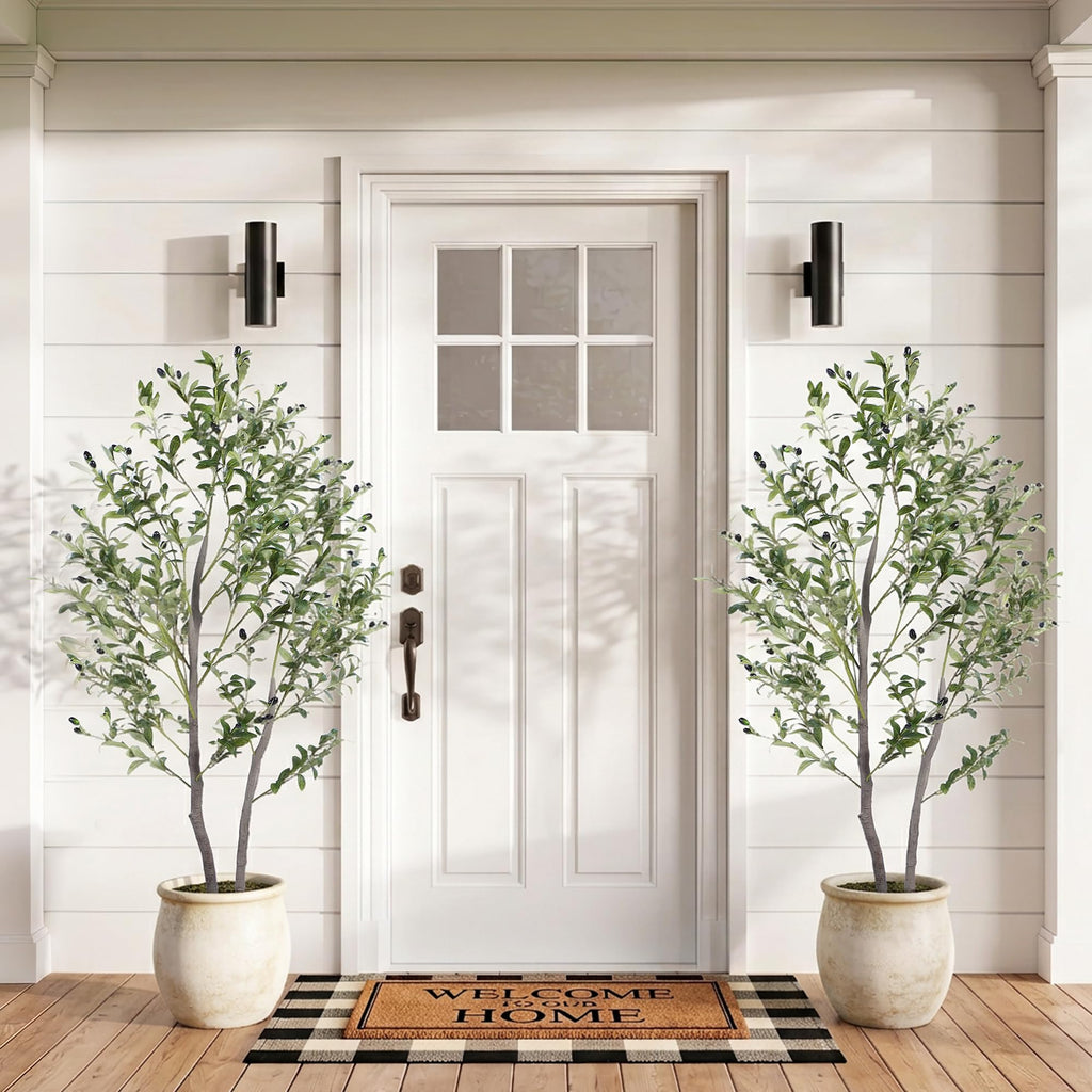 Artificial Olive Tree Indoor 5FT, 59" Tall Faux Olive Tree w/White Planter