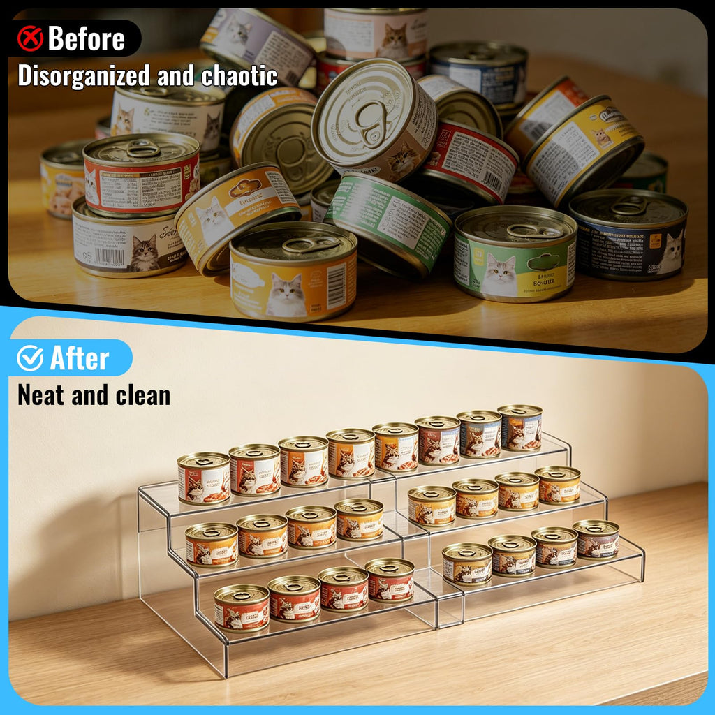 Extendable Can Rack Organizer for Pantry 3-Tier Acrylic Can Rack Organizer for Food Storage Roomsholds up to 24 Cans