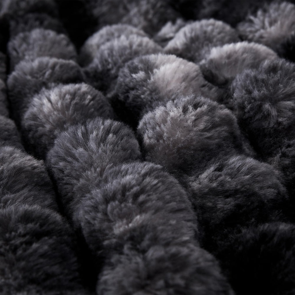 Soft Bubble Faux Fur Throw Blanket, 60"x80", Tie-dye Black