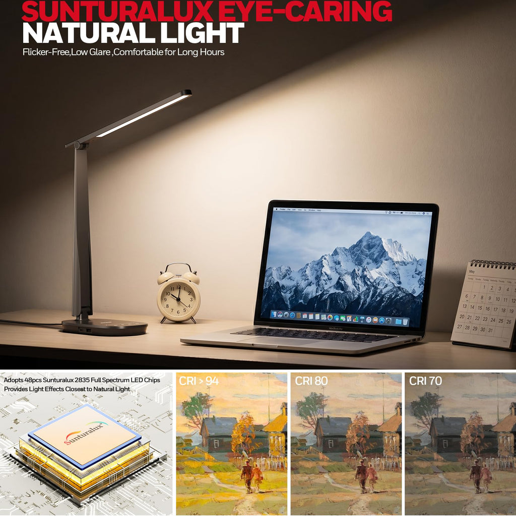 LED Desk Lamp Eye-Caring Dimmable Reading Light