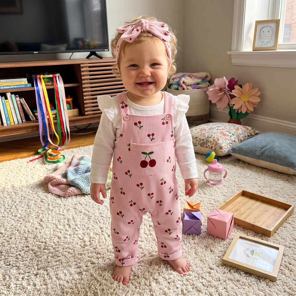 Infant Baby Girl Fall Outfits Romper Overalls Pants Set