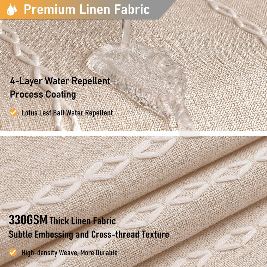 72x96 Extra Long Boho Linen Heavy Duty Shower Curtain Set, Tan/Taupe