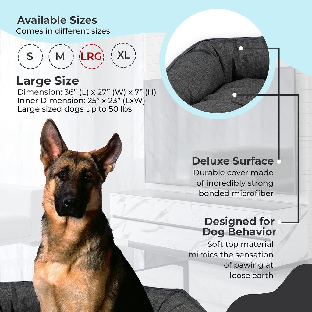 Crescent Bed for Dogs - Reversible Dog Bed with Tufted Cushion and Open Front - Hypoallergenic Dog Bed Lounger