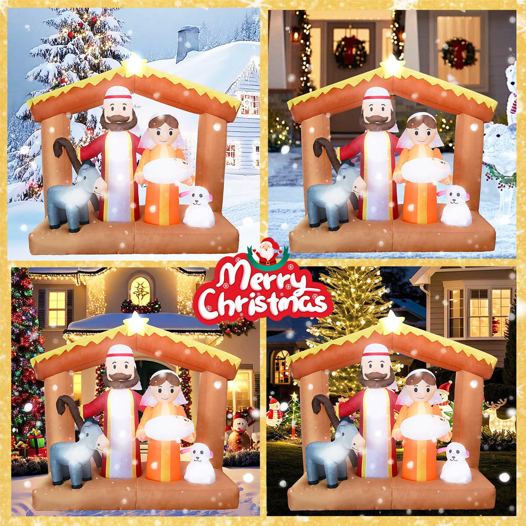 6 FT Christmas Inflatables Nativity Scene Outdoor Decorations