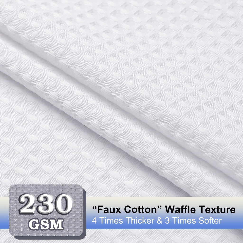 Extra Long White Shower Curtain Set- 96 Inch Long Waffle Weave Heavy Duty Fabric Shower Curtains, Luxury Heavy Duty