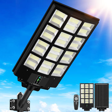 Solar Street Light Outdoor Waterproof, 27" Solar Light with Motion Sensor, 6500K Dusk to Dawn Security