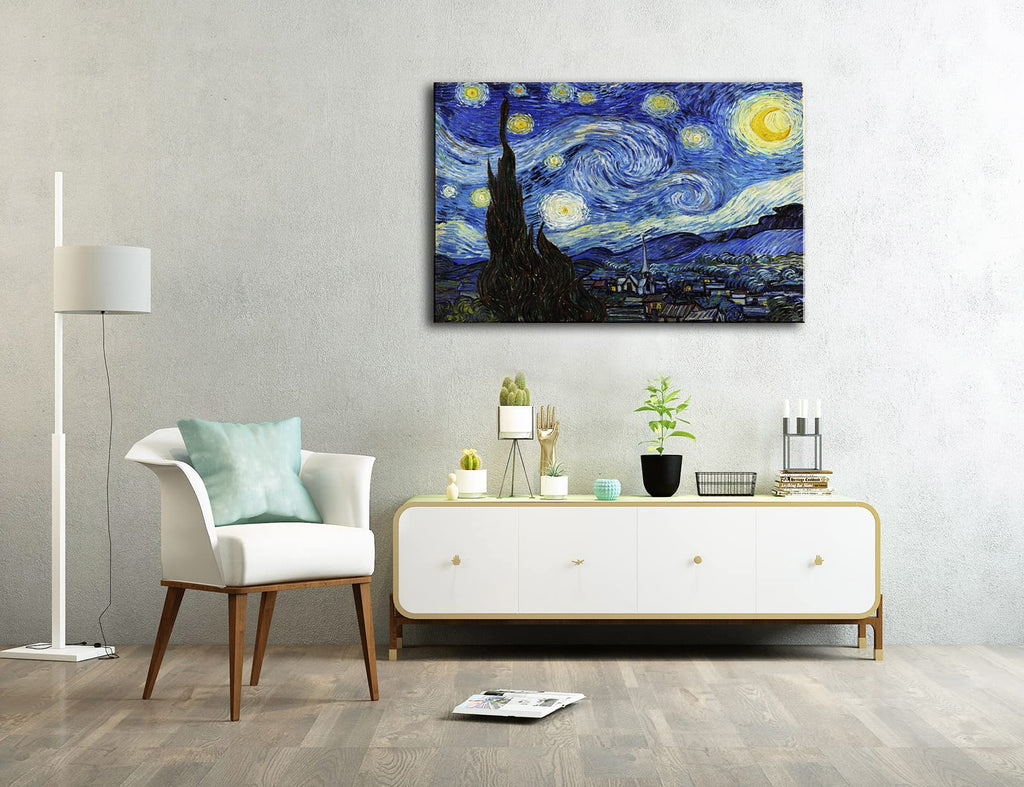 Starry Night, Vincent Reproduction, Large Giclee Canvas Prints Wall Art Decor. 24"x36"
