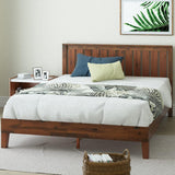 Vivek Deluxe Wood Platform Bed Frame with Headboard, Wood Slat Support, No Box Spring Needed, Easy Assembly, Full