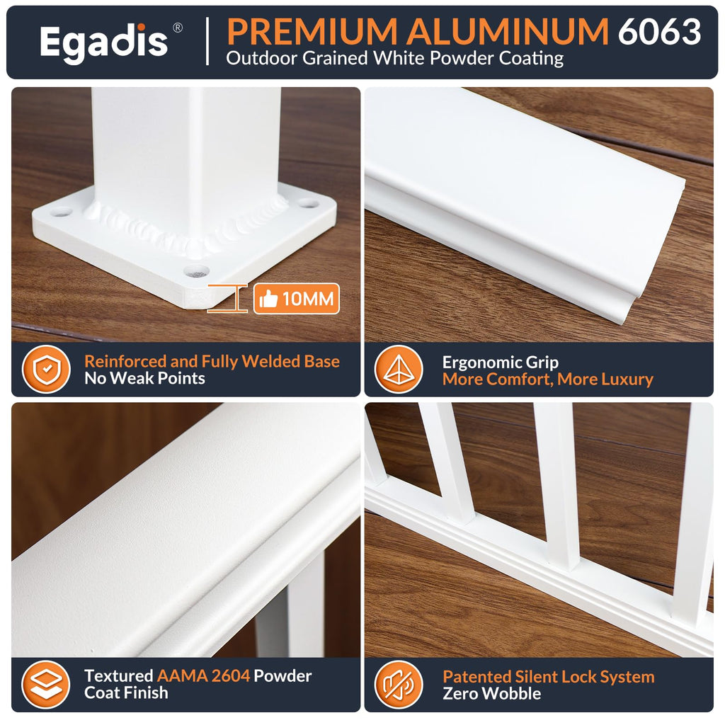 36 in x 6 ft Modular Aluminum Porch and Deck Railing Kit, White