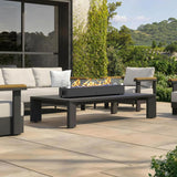 36-inch Table Top Propane Fire Pit, 40,000 BTU Tabletop Firepit for Patio, Outdoor Portable Rectangular Fire Bowl w/Wind Glass Shield, Glass Rocks - Image 2