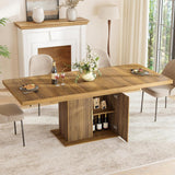 62.99"-78.74" Expandable Dining Table with Storage, Extendable Dining Table for 6-10 People, Extra Hidden Storage for