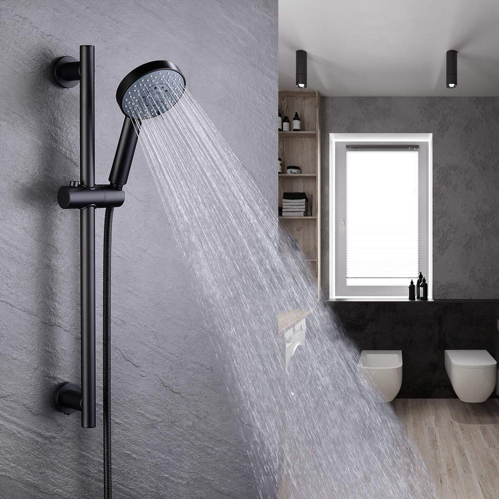 Adjustable Shower Head Holder with Slide Bar Combo, Handheld Shower Head with Hose 5-Function Handheld Shower Kit