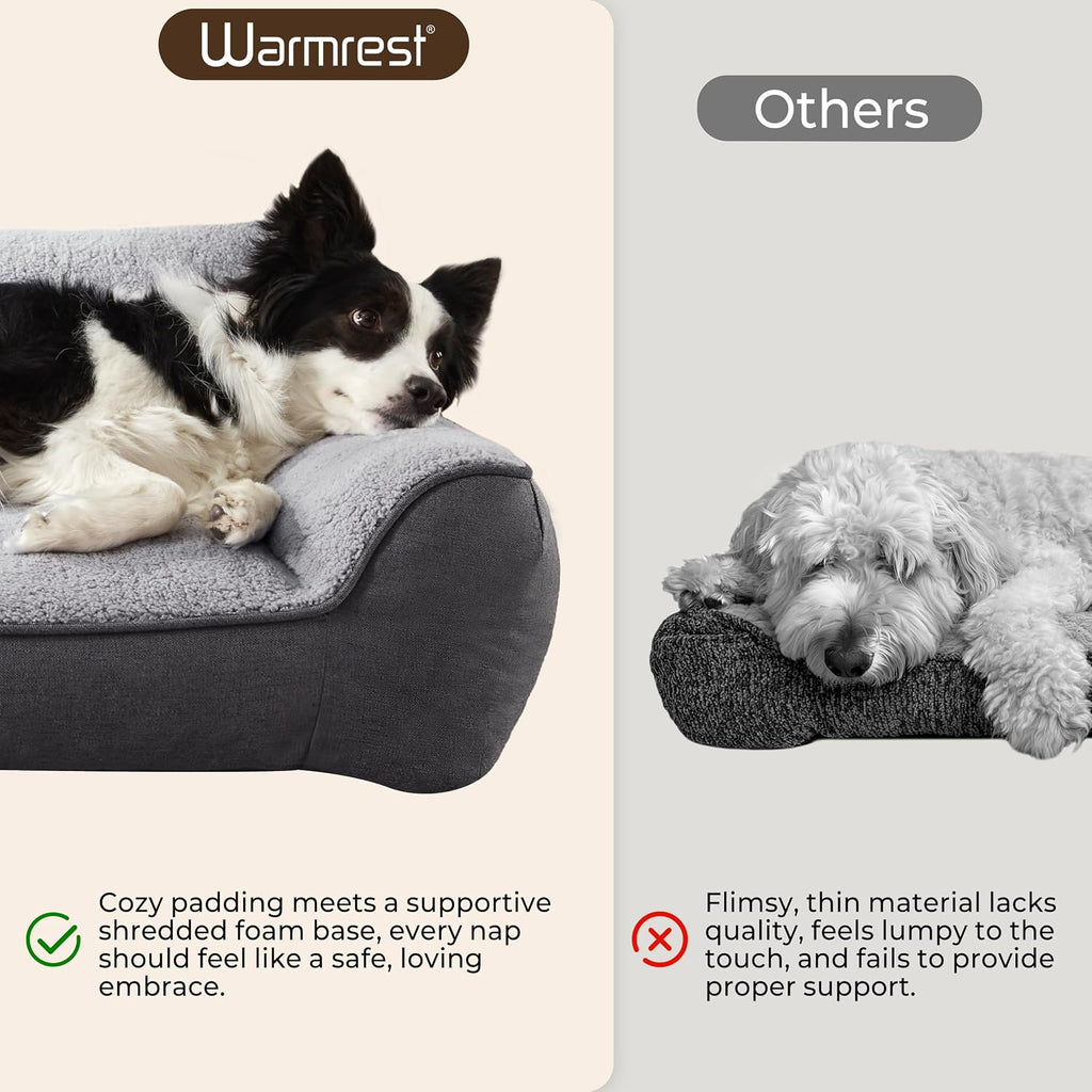 XL Extra Thick Orthopedic Bolster Dog Bed for Large Dogs