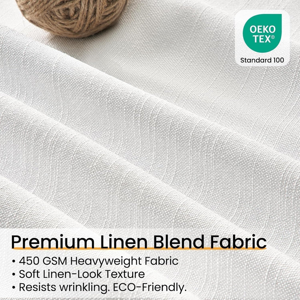100% Blackout 90 Inch Natural Linen Pinch Pleated Curtains 2 Panels