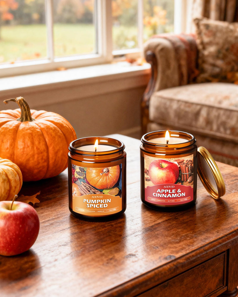 Fall Candles Set - 4 Pack Candles Scented, 28 oz Natural Soy Wax 200 Hour Long Lasting, Autumn Gifts Set for Women
