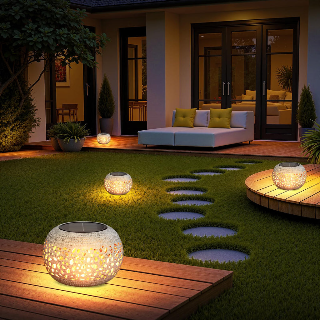 Solar Lanterns Outdoor Waterproof Table Lights: Upgraded Solar Flame Lantern, 2 Lighting Modes White Lantern