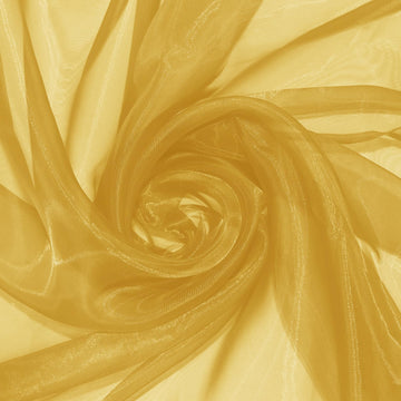 Gold Sheer Organza Fabric by The Yard, 1Yard x 60In Wide