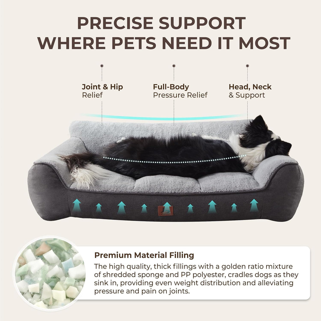 XL Extra Thick Orthopedic Bolster Dog Bed for Large Dogs