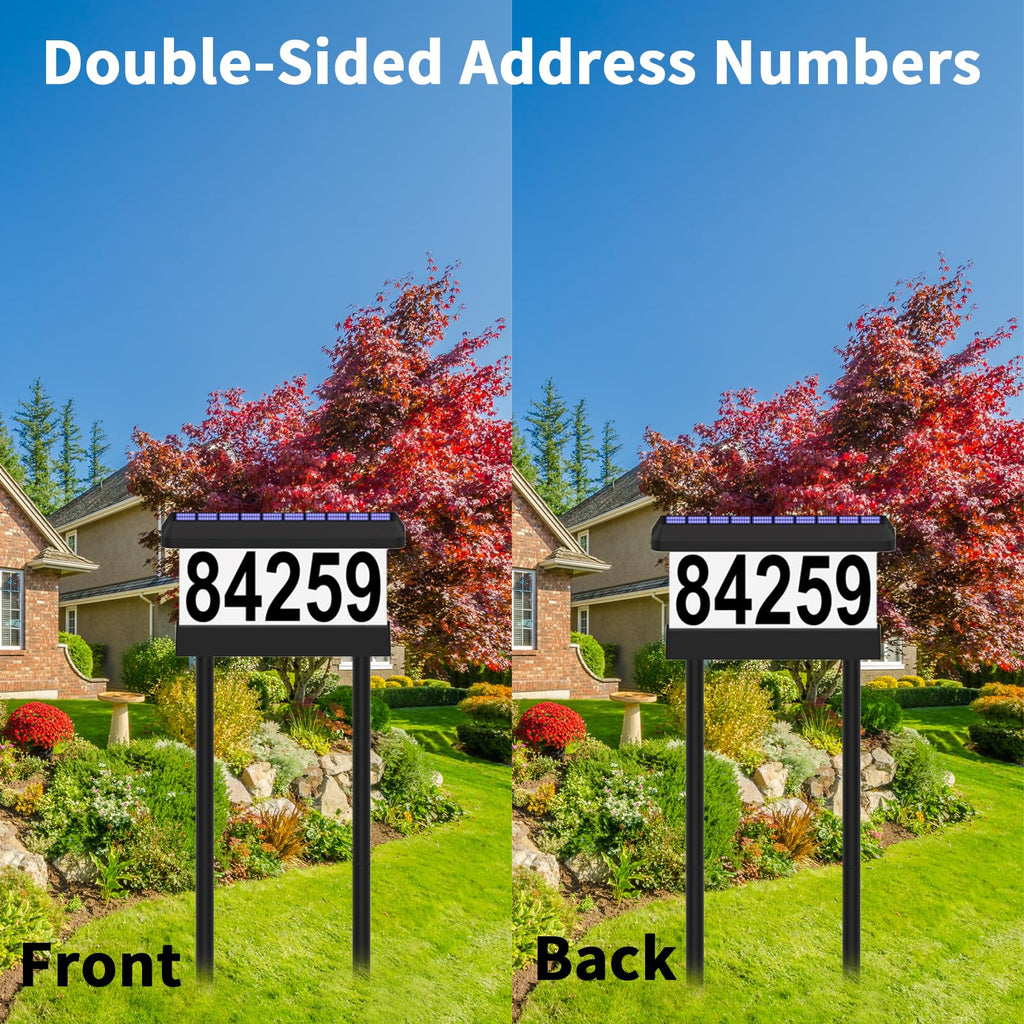Double Side Solar Address Numbers, Lighted House Numbers for Outside