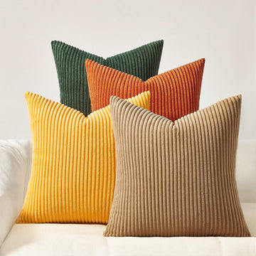 Green Rust Throw Pillow Covers 18x18 Inch Set of 4 Mordern Nordic Boho Farmhouse Cushion Covers Soft Corduroy Fall