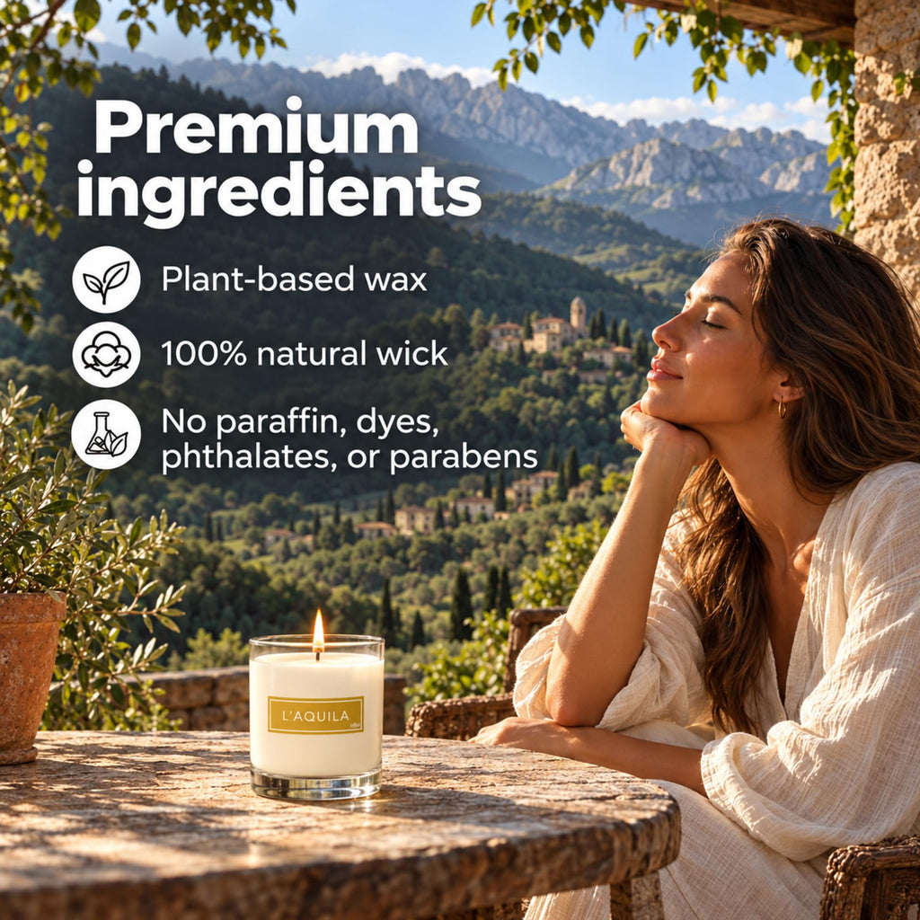 L'Aquila Fig and Bergamot Candle, Plant-Based Wax, 9oz