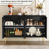 Sideboard Buffet Cabinet with 3D Flower Pattern, Accent Cabinet with 4 Doors & Adjustable Shelves