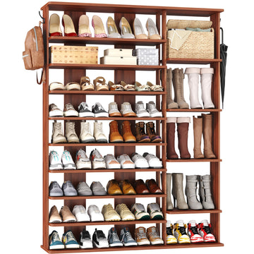 10 Tiers Shoe Rack, 50 Pairs Large Shoe Shelf, 61.8" Tall Shoe Tower, Freestanding Shoe Rack Organizer with Open