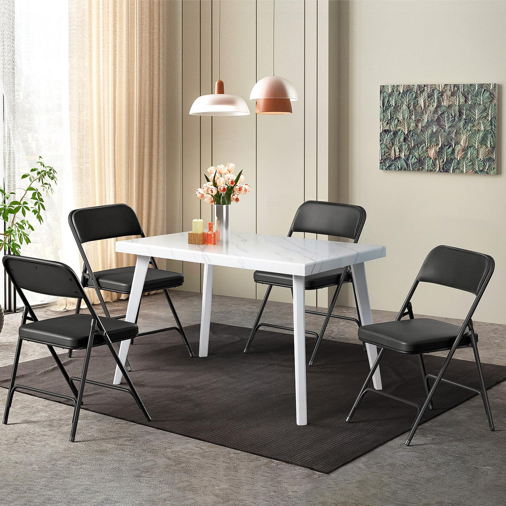 Padded Folding Chairs with Thick Seat Cushion, Portable, Durable & Extra Comfortable Foldable Chairs for Indoor &