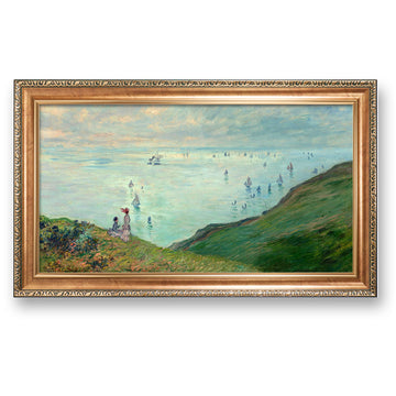 Cliffs at Pourville by Claude Monet, Gold Embossed Framed Art