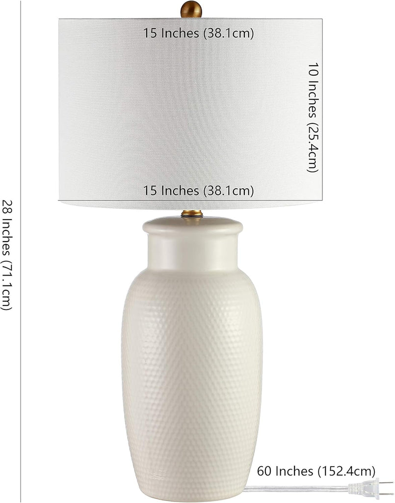 Norsi Modern Contemporary Ivory Ceramic 27-inch Bedroom Living Room Home Office Desk Nightstand Table Lamp (LED Bulb