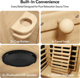 1-2 Person 6.3Ft Infrared Sauna, 7 Color Full Spectrum Wood Dry Sauna. Canadian Hemlock Indoor Saunas with 1745W 20Min