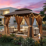 10x12FT Hardtop Gazebo, Metal Frame with Double Galvanized Steel Roof