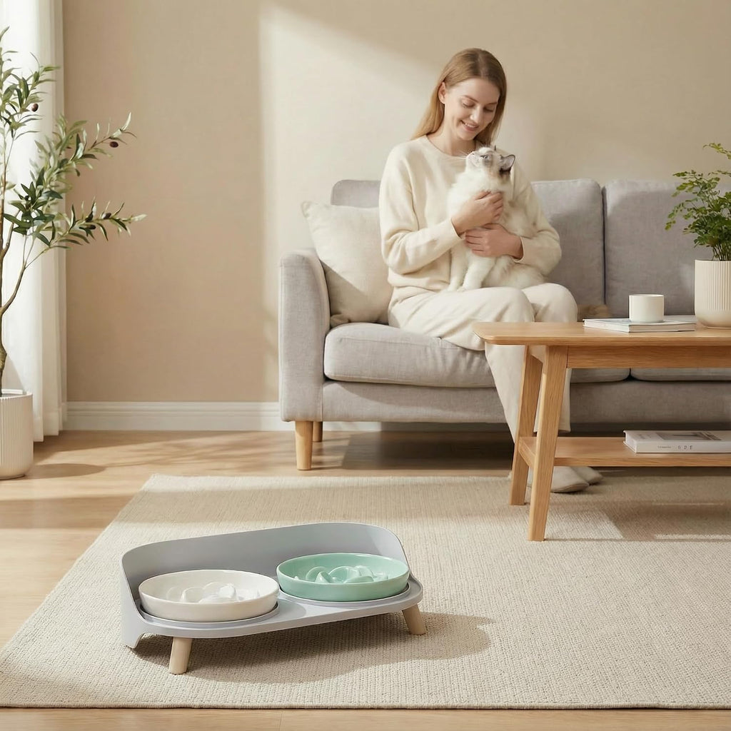 Raised Dog Feeder Bowl Stand (Without Bowls), Fits Dish up to Φ 6"
