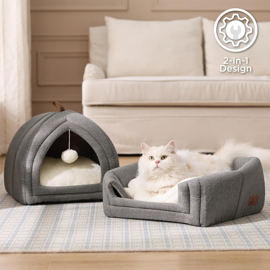 2in1 Cat Beds for Indoor Cats Cave for Kitten with Washable Pillow
