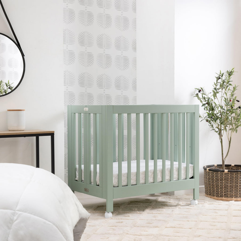 Origami Mini Portable Crib, GREENGUARD Certified, Light Sage