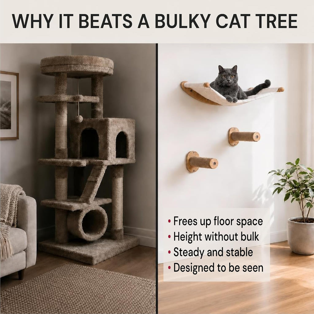 Cat Wall Hammock with 2 Steps for Large Cats