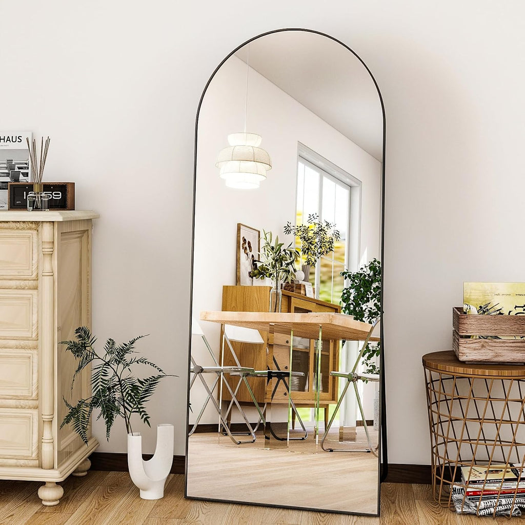56"x21"Full Length Mirror Arch Floor Mirrors with Aluminum Alloy Frame Free-Standing Wall Mounted or Leaning Large
