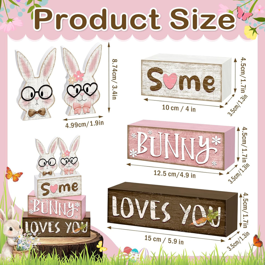 Tiered Tray Decor Set, , Wooden Table Sign, Easter Bunny - Set of 4