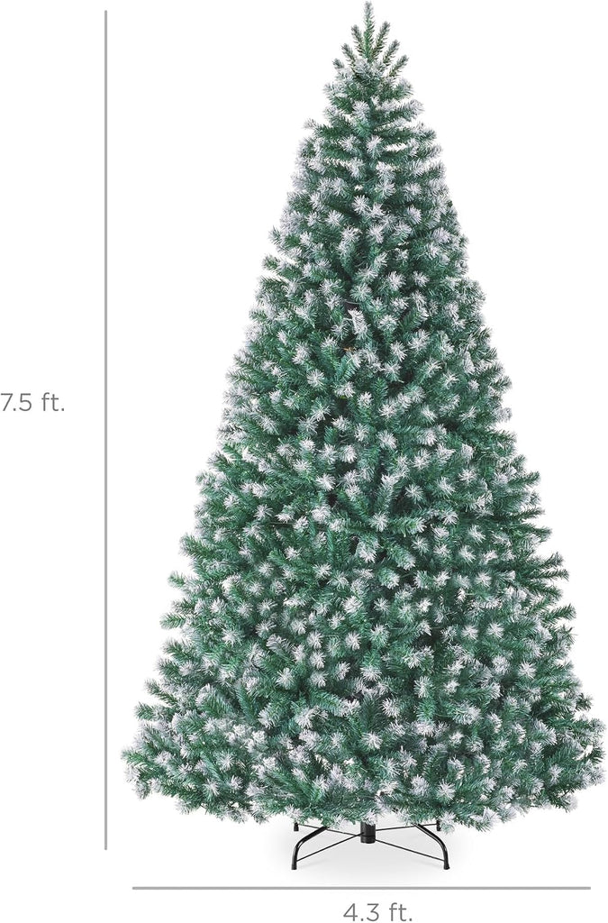 Artificial Frosted Christmas Tree, Premium Unlit Realistic Spruce Holiday Décor w/Dense Branches, Metal Base