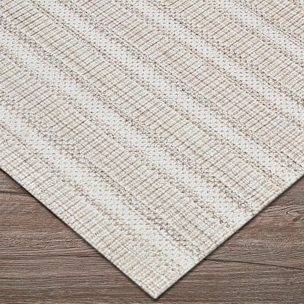 Aspen Textured Stripes Handmade Wool Area Rug, Light Beige